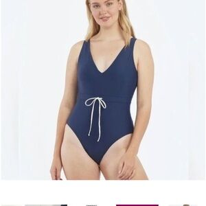 NWT Summersalt Blue Backflip One Piece Swimsuit V-Neck